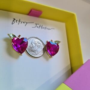 Betsey Johnson Pink Apple Earrings
